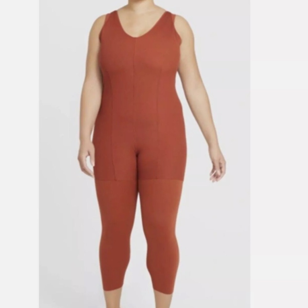 Nike Yoga Luxe Infinalon Layered Jumpsuit Onesie Burnt Orange / Rust 2X
